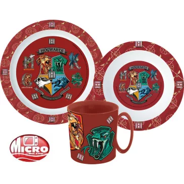   Harry Potter School Shields étkészlet, micro műanyag szett bögrével 350 ml