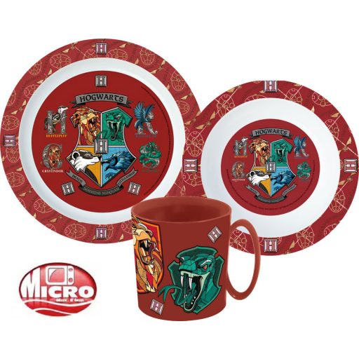 Harry Potter School Shields étkészlet, micro műanyag szett bögrével 350 ml