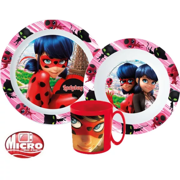 Katicabogár és Fekete macska kalandjai Heroes étkészlet, micro műanyag szett bögrével 350 ml