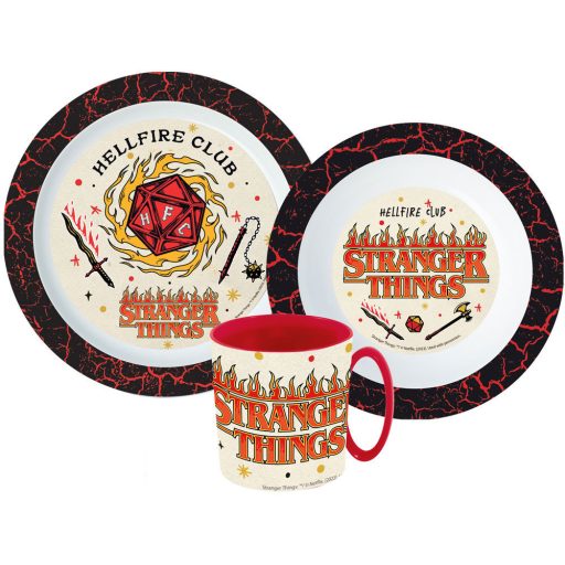 Stranger Things Upside Down étkészlet, micro műanyag szett bögrével 350 ml
