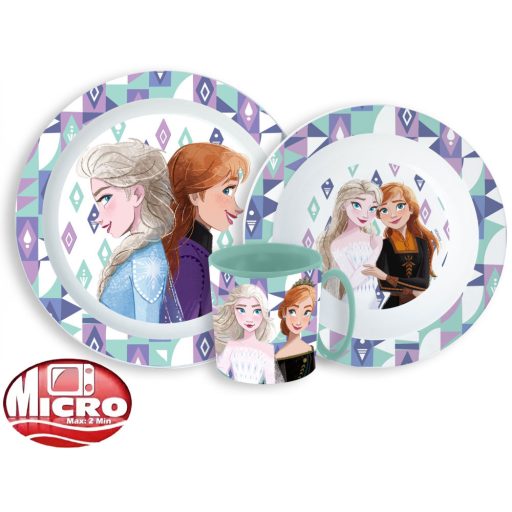 Disney Jégvarázs Ice Magic étkészlet, micro műanyag szett bögrével 350 ml