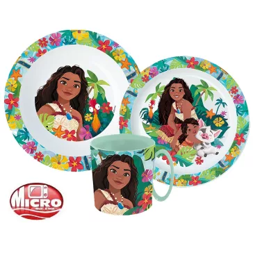   Disney Vaiana Lagoon étkészlet, micro műanyag szett bögrével 350 ml
