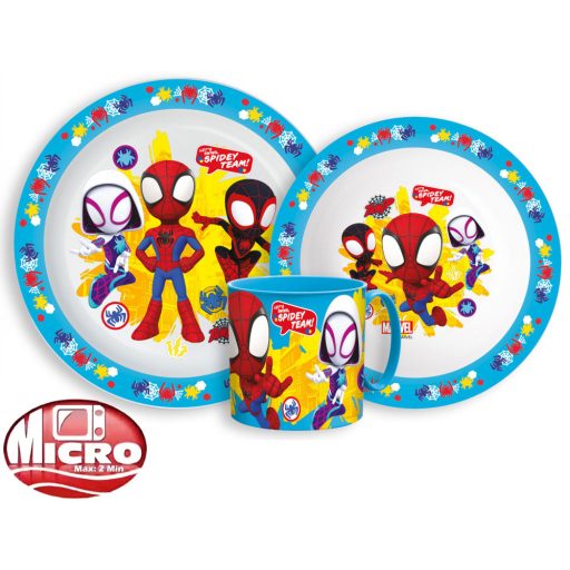 Pókember Spidey étkészlet, micro műanyag szett bögrével 265 ml