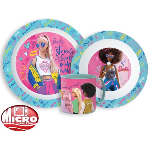 Barbie Stylish étkészlet, micro műanyag szett bögrével 265 ml