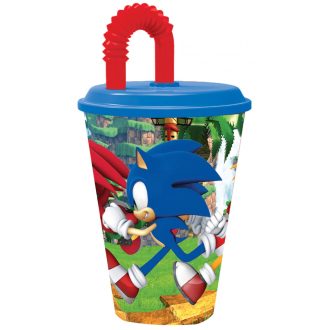   Sonic a sündisznó Speedy szívószálas pohár, műanyag 430 ml