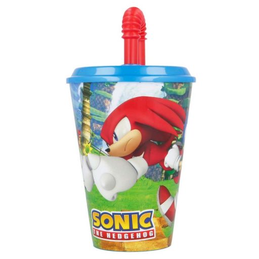 Sonic a sündisznó Speedy szívószálas pohár, műanyag 430 ml