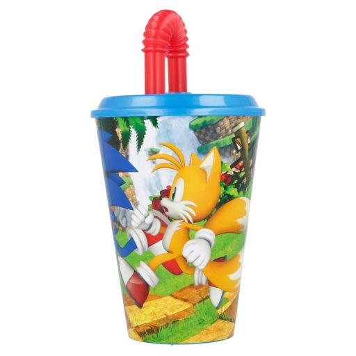 Sonic a sündisznó Speedy szívószálas pohár, műanyag 430 ml