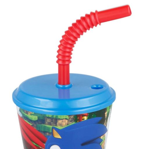 Sonic a sündisznó Speedy szívószálas pohár, műanyag 430 ml