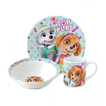   Mancs Őrjárat Girl Stars porcelán étkészlet Díszdobozban