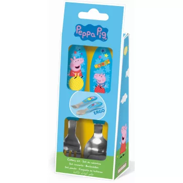   Peppa malac Hooray fém ergo evőeszköz készlet - 2 darabos