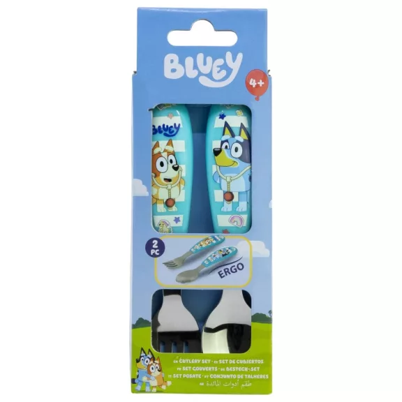 Bluey Yummy fém ergo evőeszköz készlet - 2 darabos Bluey Yummy fém ergo evőeszköz készlet - 2 darabos