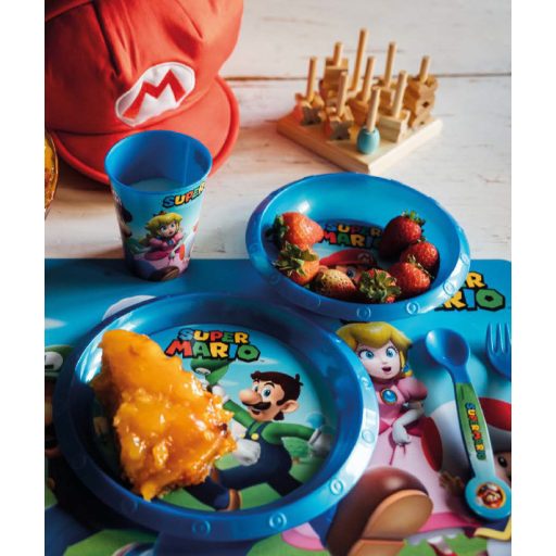 Super Mario Mushroom Kingdom étkészlet, műanyag szett
