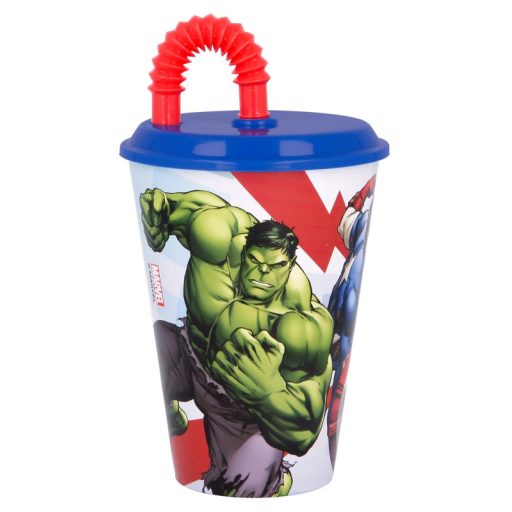 Bosszúállók Rolling Thunder szívószálas pohár, műanyag 430 ml