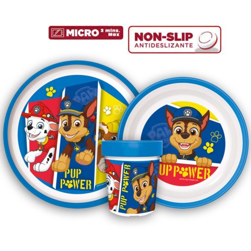 Mancs Őrjárat Pup Power csúszásmentes étkészlet, micro műanyag szett