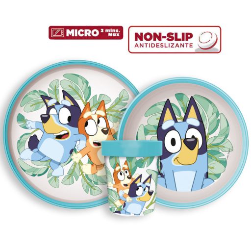Bluey Leaves csúszásmentes étkészlet, micro műanyag szett