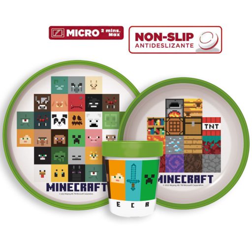 Minecraft csúszásmentes étkészlet, micro műanyag szett