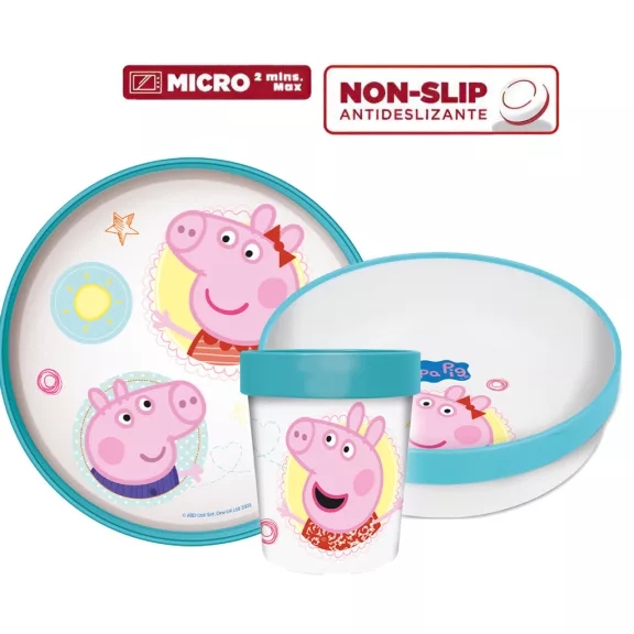 Peppa malac Core csúszásmentes étkészlet, micro műanyag szett