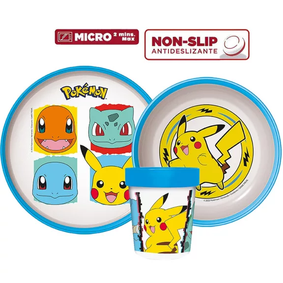 Pokémon Original Team csúszásmentes étkészlet, micro műanyag szett