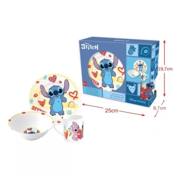 Disney Lilo és Stitch, A csillagkutya Heart porcelán étkészlet Díszdobozban