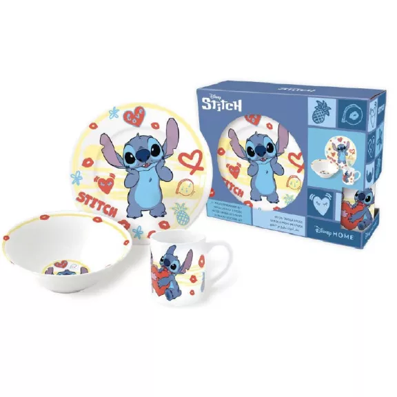 Disney Lilo és Stitch, A csillagkutya Heart porcelán étkészlet Díszdobozban