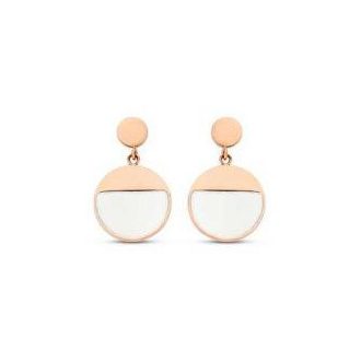 Victoria Rose gold színű fehér mintás fülbevaló
