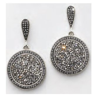 Victoria Ezüst színű fekete köves fülbevaló