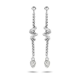 Victoria Ezüst színű fehér köves spirál fülbevaló