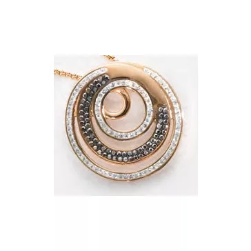 Victoria Rose gold színű fekete, fehér köves medál
