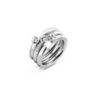 Victoria Ezüst színű fehér köves 3-as gyűrű szett