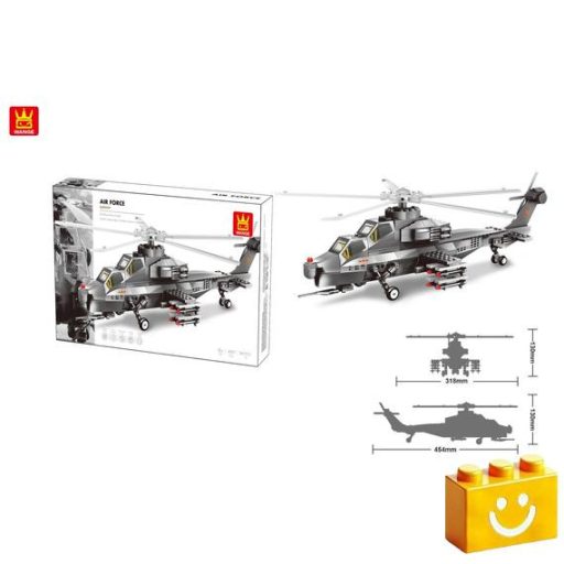 WANGE 4002 - Katonai helikopter építőjáték - 100% kompatibilis minden más kedvelt márkával