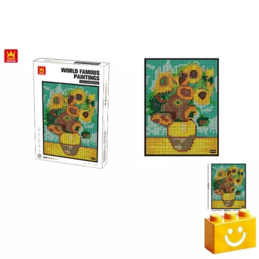   WANGE 5122 - Van Gogh napraforgói építőjáték - 100% kompatibilis minden más kedvelt márkával