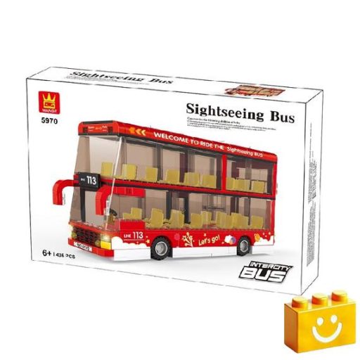WANGE 5970 - Városnéző kétszintes busz építőjáték - 100% kompatibilis minden más kedvelt márkával
