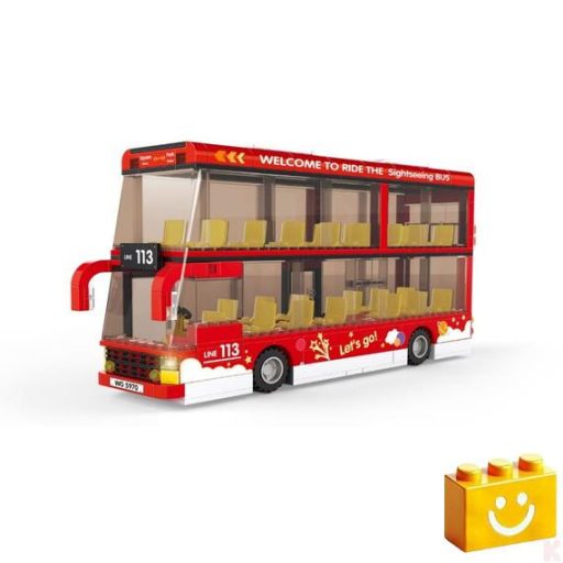 WANGE 5970 - Városnéző kétszintes busz építőjáték - 100% kompatibilis minden más kedvelt márkával