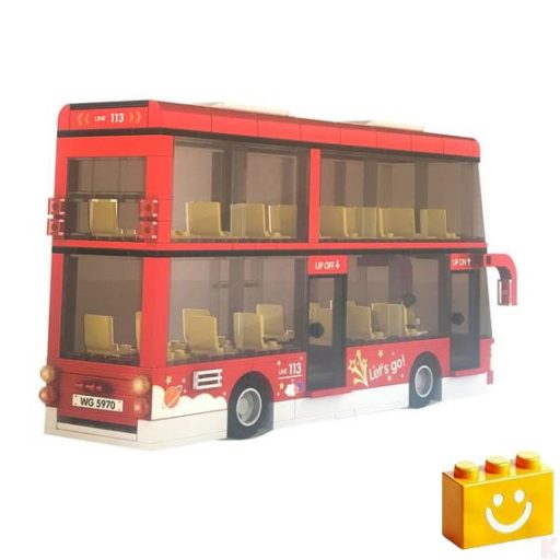 WANGE 5970 - Városnéző kétszintes busz építőjáték - 100% kompatibilis minden más kedvelt márkával