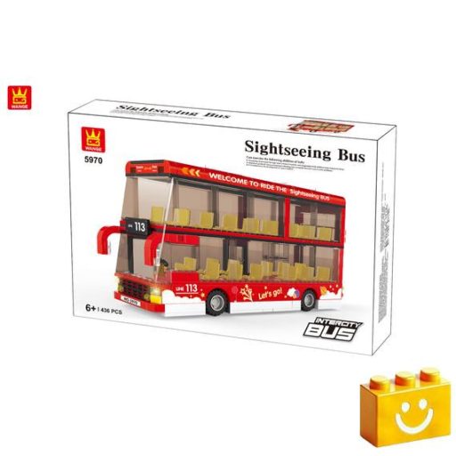 WANGE 5970 - Városnéző kétszintes busz építőjáték - 100% kompatibilis minden más kedvelt márkával